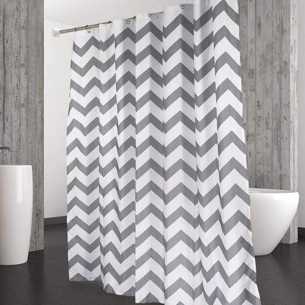 Mulanimo Fabric Shower Curtain 84 inch Length, Chevron Striped