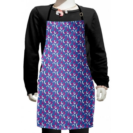 

Abstract Kids Apron Vibrant Energetic Pattern with Different Shapes Curves and Dots Boys Girls Apron Bib with Adjustable Ties for Cooking Baking Painting Dark Violet Magenta by Ambesonne