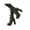thumbnail image 1 of Woobling Ladies Mid Top High Heel Block Heels Bootie Formal Casual Round Toe Booties Womens Platform Green 8, 1 of 3