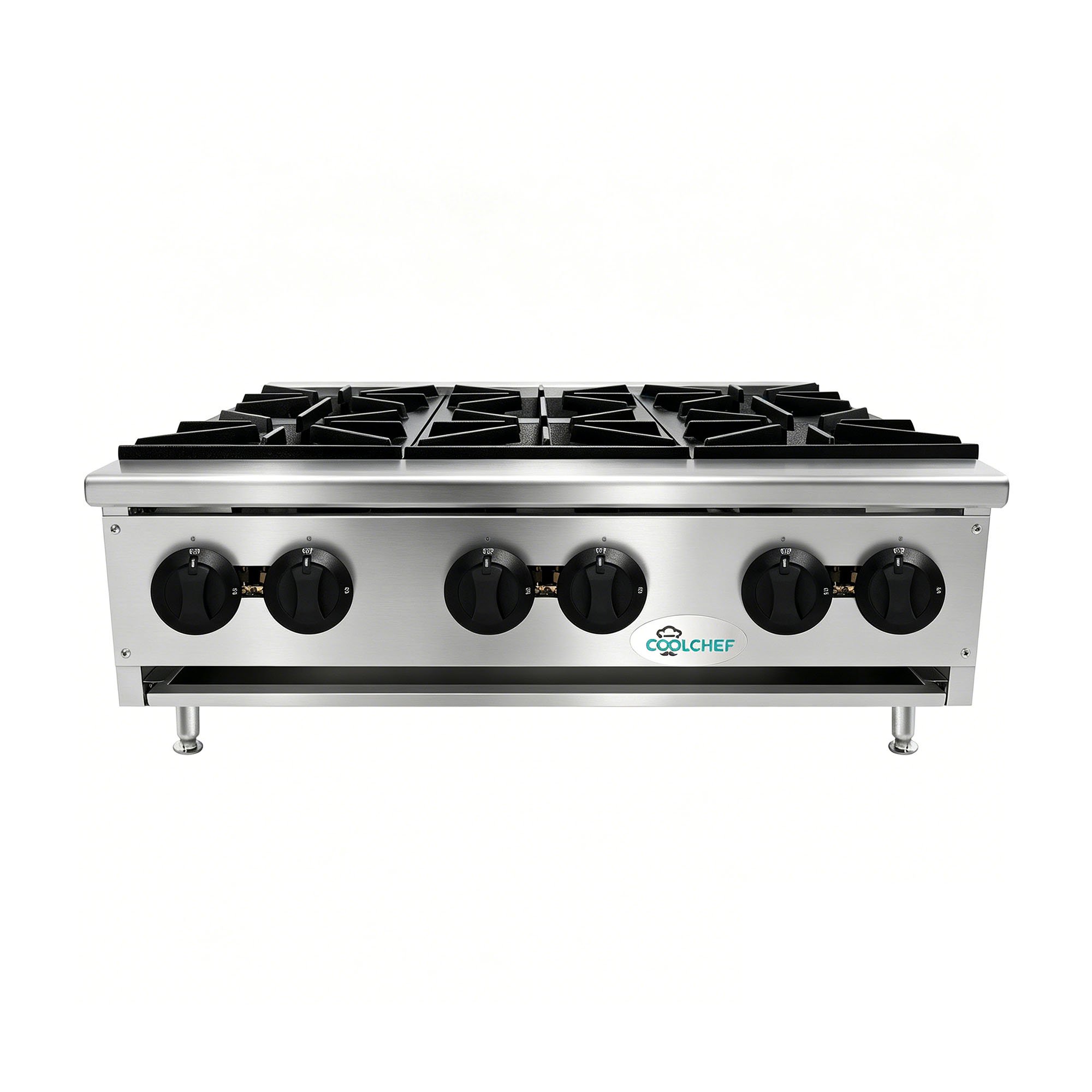 MIKIBAMA Commercial 6 Burner Gas Hot Plate with Propane Conversion Kit, Stainless Steel