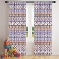 thumbnail image 5 of Blackout Kids Curtains,Boho Blue Knitted Ethnic Pattern Childrens Insulated Curtains Set Of 2,Bedroom Essentials,Toddler Room Decor 42x84in(106x213cm), 5 of 5