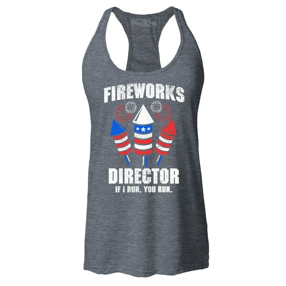 Shop4Ever Women's Fireworks Director 4th of July Racerback Tank Top Large Charcoal