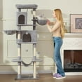 thumbnail image 5 of 70-Inch Cat Tree,Large Cat Tree Tower with Hammock, Scratching Post, Condo and Multi-Level Cat Tower for Large Cats, Cat Activity Center Playhouse, Light Gray LCT016, 5 of 7