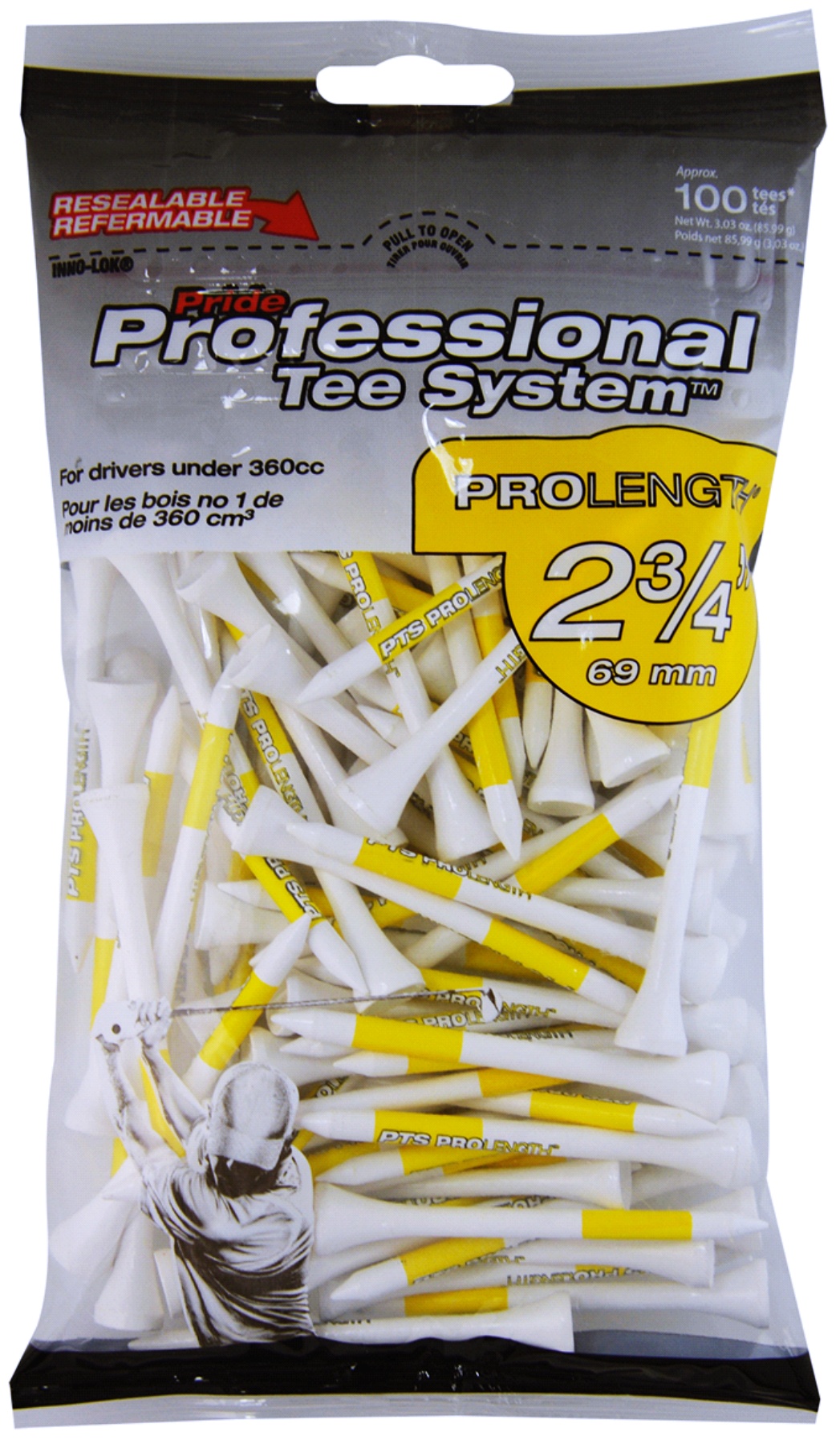 Pride Professional Tee System 2¾" Wood Golf Tees, 100 Count
