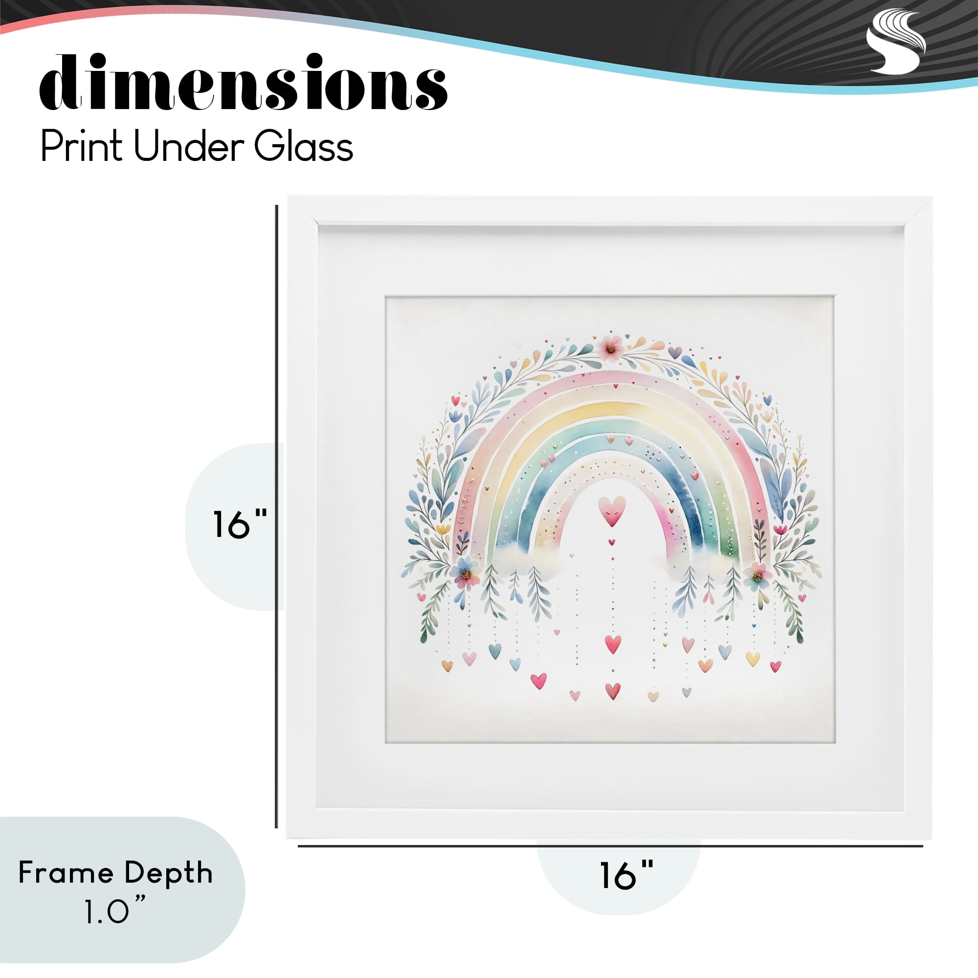 Stupell Industries Rainbow with Hanging Hearts White Framed Print Under Glass, design by Creative Studio