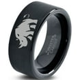 thumbnail image 1 of Tungsten Bulky Rhino Rhinoceros Band Ring 9mm Men Women Comfort Fit Black Flat Cut Brushed Polished, 1 of 4