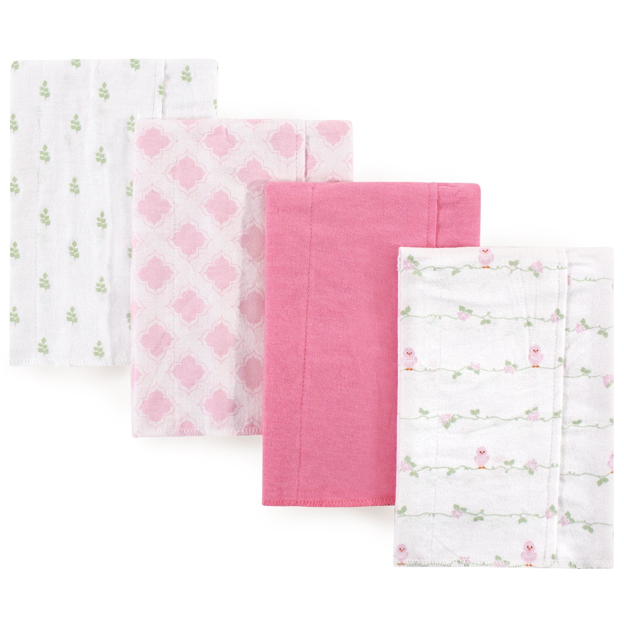 Luvable Friends Baby Girl Cotton Flannel Burp Cloths 4pk, Rainbow, One Size