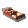 thumbnail image 2 of Ambesonne Vintage Fitted Sheet & Pillow Sham Set, Rodeo Cowboy Rides Bull, Twinxl, Orange Brown, 2 of 2