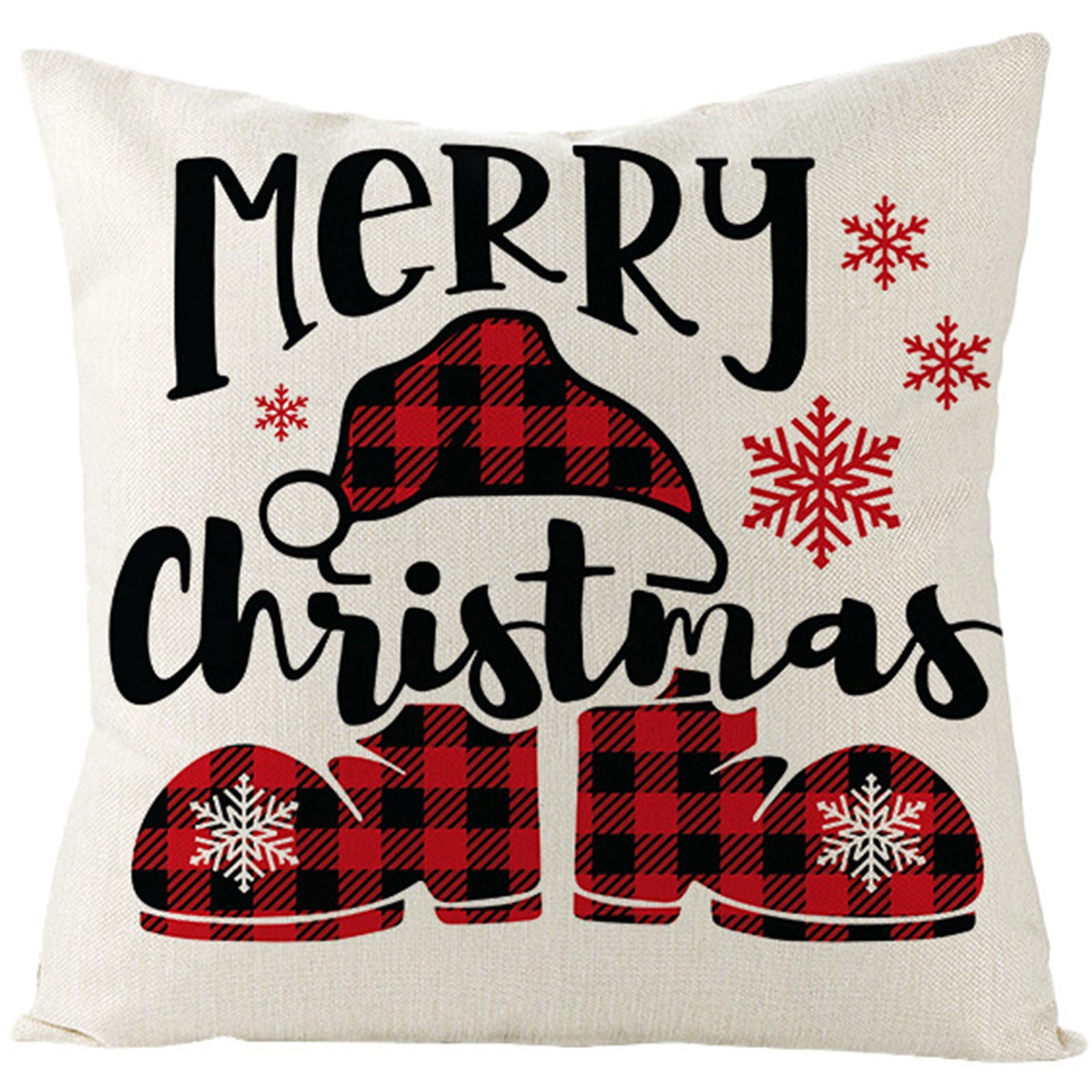 1x Christmas Throw Waist Pillow Case Cotton Linen Cushion Cover Sofa Home Decors 