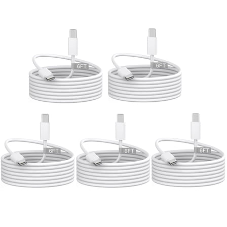 i Phone 17 16 15 Charger,USB C to USB C Cable Charger 60W 5-Pack 6ft Long Type C Fast Charging Cable Cord Compatible with iPhone 17 16 15 Pro Max Plus Samsung S23 Note 20 iPad Pro Air Mini Case