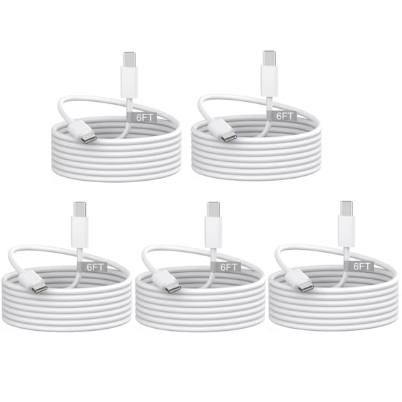 i Phone 17 16 15 Charger,USB C to USB C Cable Charger 60W 5-Pack 6ft Long Type C Fast Charging Cable Cord Compatible with iPhone 17 16 15 Pro Max Plus Samsung S23 Note 20 iPad Pro Air Mini Case