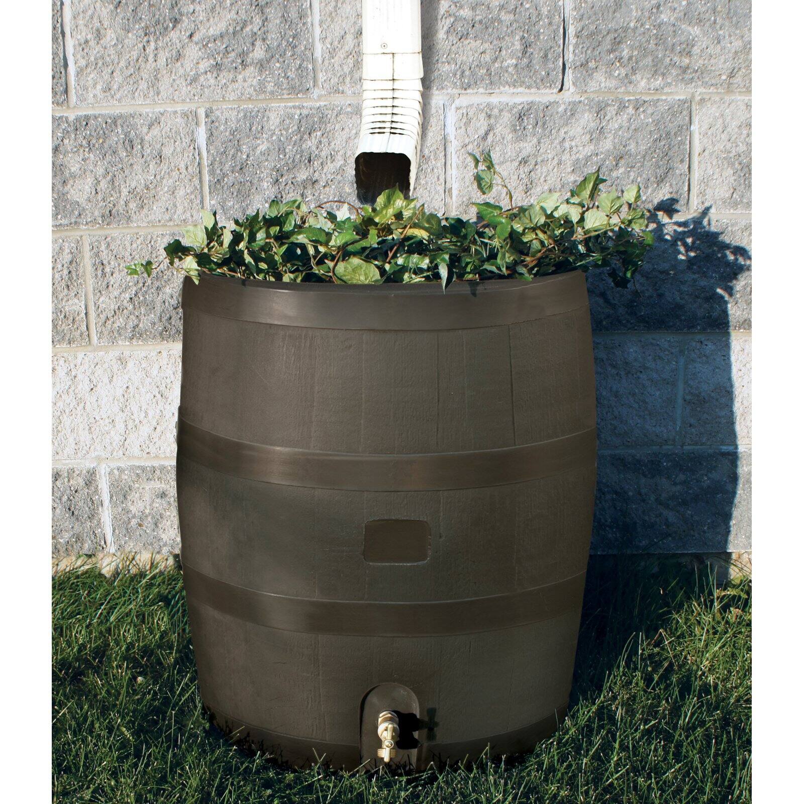 RTS Round Rain Barrel with Planter Mud