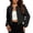 Black, variant on Women Cropped Zip Up Jacket Crew Neck Long Sleeve with Pockets Casual Fall Winter Loose Fit Fashion Outerwear