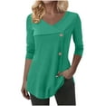 thumbnail image 3 of Sweaters for Women Blouse Tunic V Neck Long Sleeve Buttons Geometric Stylish Casual Blouse Tops Casual Tops Trendy Blouses Cute Work Outfits Clothes, 3 of 7