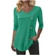 thumbnail image 2 of Tops para mujer,Blusa tipo túnica con cuello en V para mujer, manga larga, estampado geométrico, informal, de poliéster, con botones delanteros, para el hogar o la oficina, sopatenor, 2 of 8