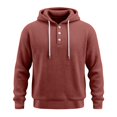 thumbnail image 4 of LNZGNM Henley Hoodie for Men Waffle Knit Drawstring Pullover Long Sleeve Casual Loose Fit Sweatshirt Hooded Tops 2026, Red (XXXL), 4 of 5