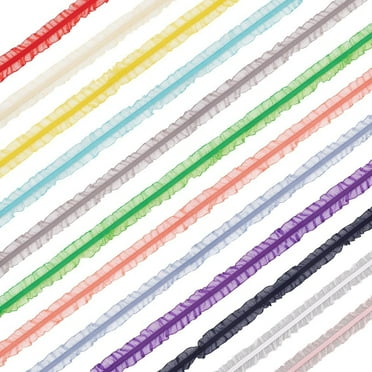 DIY 30 Yards Double Ruffle Lace Trim 12 Rolls 1 inch Wide Ruffle Stretch Elastic Edging Trim Assorted-Color Fabric Lace Ribbon for DIY Dress Headwear Decoration and Gift Wrapping DIY