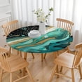 thumbnail image 3 of Teal Marble Gold Line Pattern Round Fitted Tablecloth with Elastic Edge,Dining Table Cover Waterproof,Outdoor Round Tablecloth for Camping,Dining,Indoor and Outdoor, 3 of 7