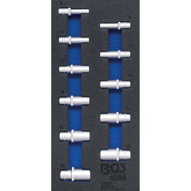 JUEGO DE DADOS HEXAGONALES 3/8 BGS 4099 Bandeja Carro