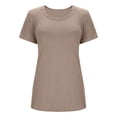 thumbnail image 4 of Daznico Women's Square Neck Lace Trim Tee, Ribbed Slim Fit Short Sleeve Casual Top,S, 4 of 4