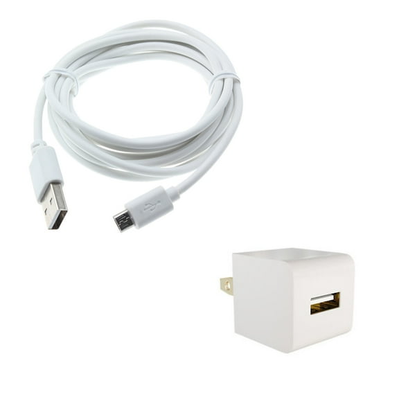 Micro Home Charger for Motorola Moto e6 Phone - USB Cable Power Adapter Cord Wall AC Plug Travel White M1Z