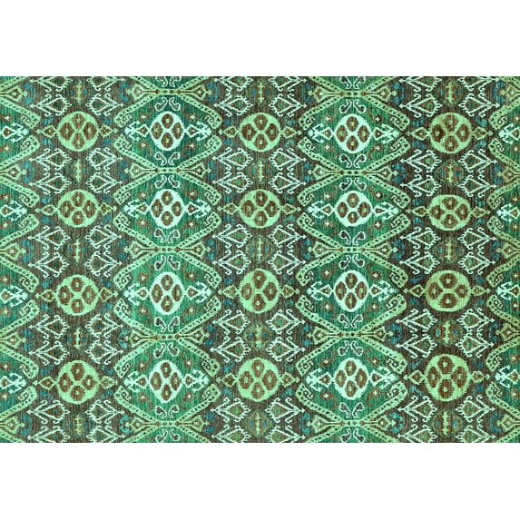 Ahgly Company Indoor Rectangle Abstract Turquoise Blue Modern Area Rugs, 2' x 4'
