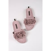 Pretty You London Women's Albany Hard Soled Tassel Slider Slipper in Mink