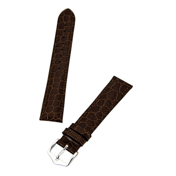 Hirsch Aristocrat 's Brown 18 mm Wide Crocodile Pattern Calf Leather Strap