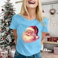 thumbnail image 2 of Women's Christmas Santa Print T-Shirt Holiday Festive Round Neck Short Sleeve Casual Comfortable Tee for Seasonal Cheer, 2 of 2