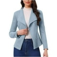thumbnail image 3 of DAFPZW Womens Faux Suede Jacket Open Front Cropped Jacket with Pockets Outwear Long Sleeve Fashion Biker Jackets, 3 of 9