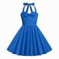 thumbnail image 1 of gdxvjhbj Robe Tutu pour Filles Robe d'Été pour Filles à Bretelles Froncée Plage Décontractée Robe Soleil pour Ado Fille Taille 9-10 (Bleu, 9-10 Ans), 1 of 6