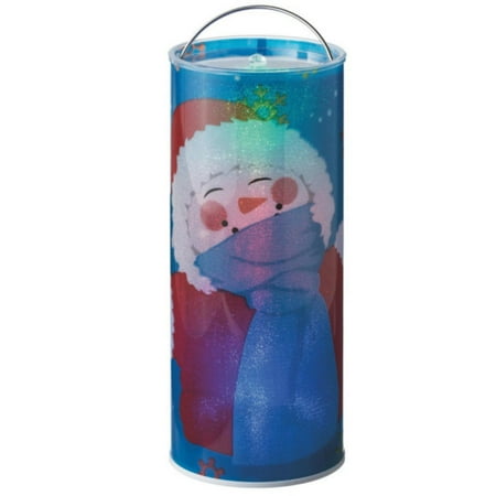 12" Battery Operated Transparent Blue Jovial Snowman Santa LED Color Changing Lighted Hanging Christmas Lantern