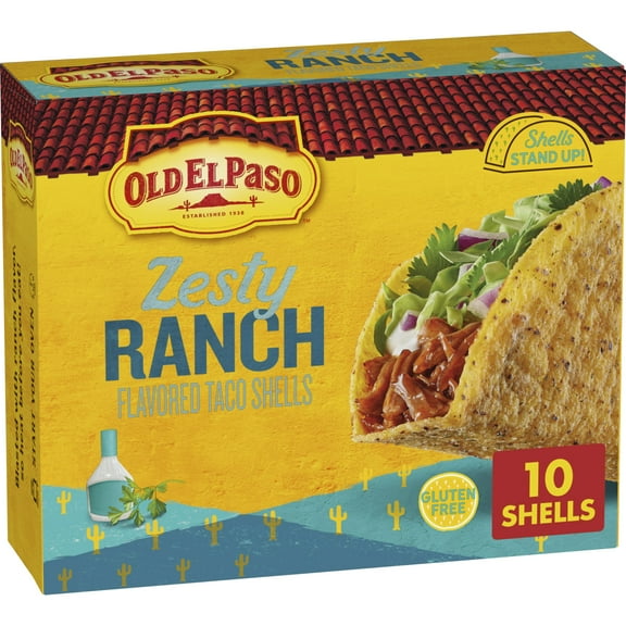 Old El Paso Stand ‘N Stuff Taco Shells, Zesty Ranch Flavored, Gluten Free Crunchy Corn Taco Shells, 10 Count, 5.4 Oz Packaging May Vary - Pack of 2