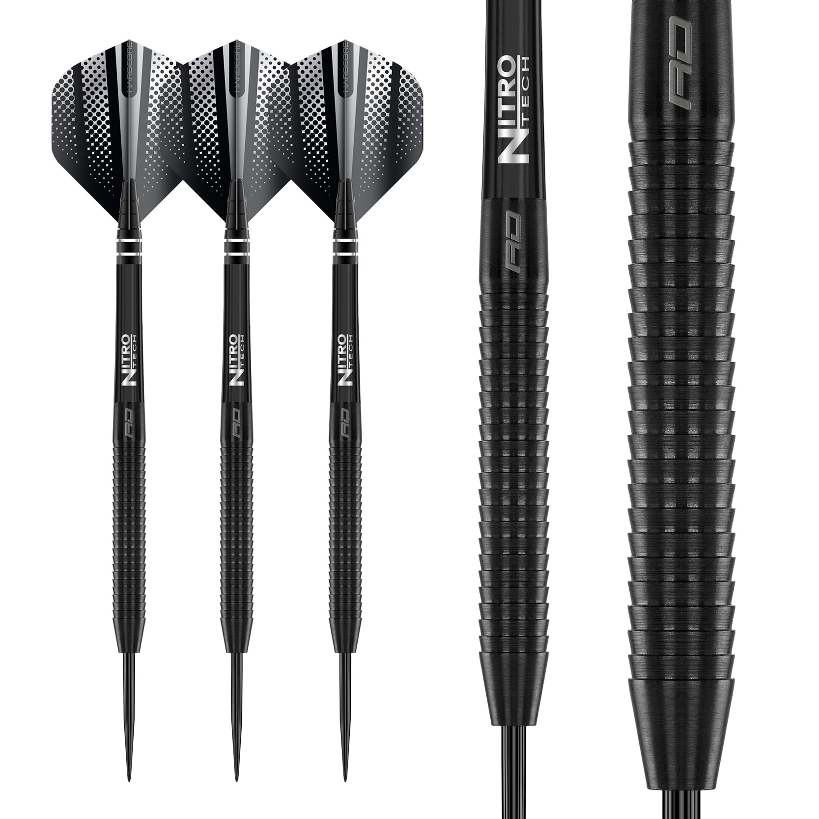 RED DRAGON - Razor Edge Black 24g Tungsten Darts with Flights and Stems