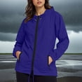 thumbnail image 2 of DDAPJ pyju Rain Jacket Women Lightweight Zip Up Hooded Waterpoof Windbreaker Packable Hiking Travel Raincoat with Pockets Dark Blue S, 2 of 9