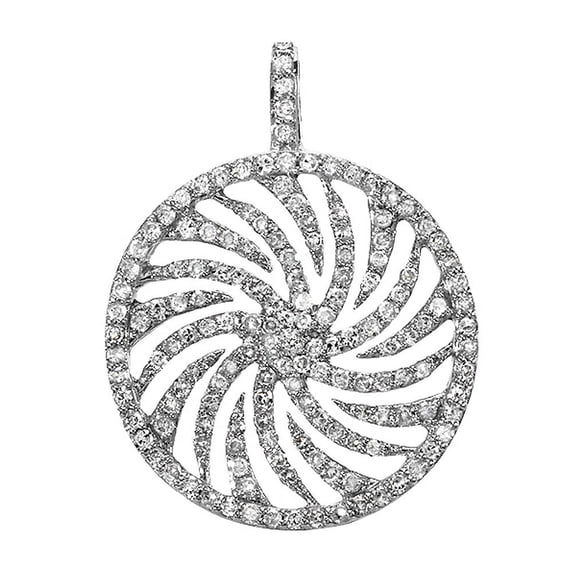 0.85 Carat (ctw) 14K White Gold Round Diamond Ladies Circle Swirl Pendant