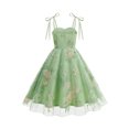 thumbnail image 6 of Girls Mesh Princess Dresses Trendy Embroidery Flower Lace Bow Spaghetti Gown for Pageant Wedding Birthday Party Graduation Dance Prom Green 7-8 Years, 6 of 6