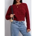 thumbnail image 2 of xiaxaixu Pull Rétro en Tricot Torsadé pour Femmes Couleur Unie Manches Longues Pulls Col Rond Automne Hiver Mode Urbaine, 2 of 9