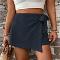 thumbnail image 6 of SOMER Women's Mini Skirts Skorts High Waist Wrap Elastic Side Tie Style for Beach Casual Holiday Trendy Summer 2026 Dark Blue, 6 of 7