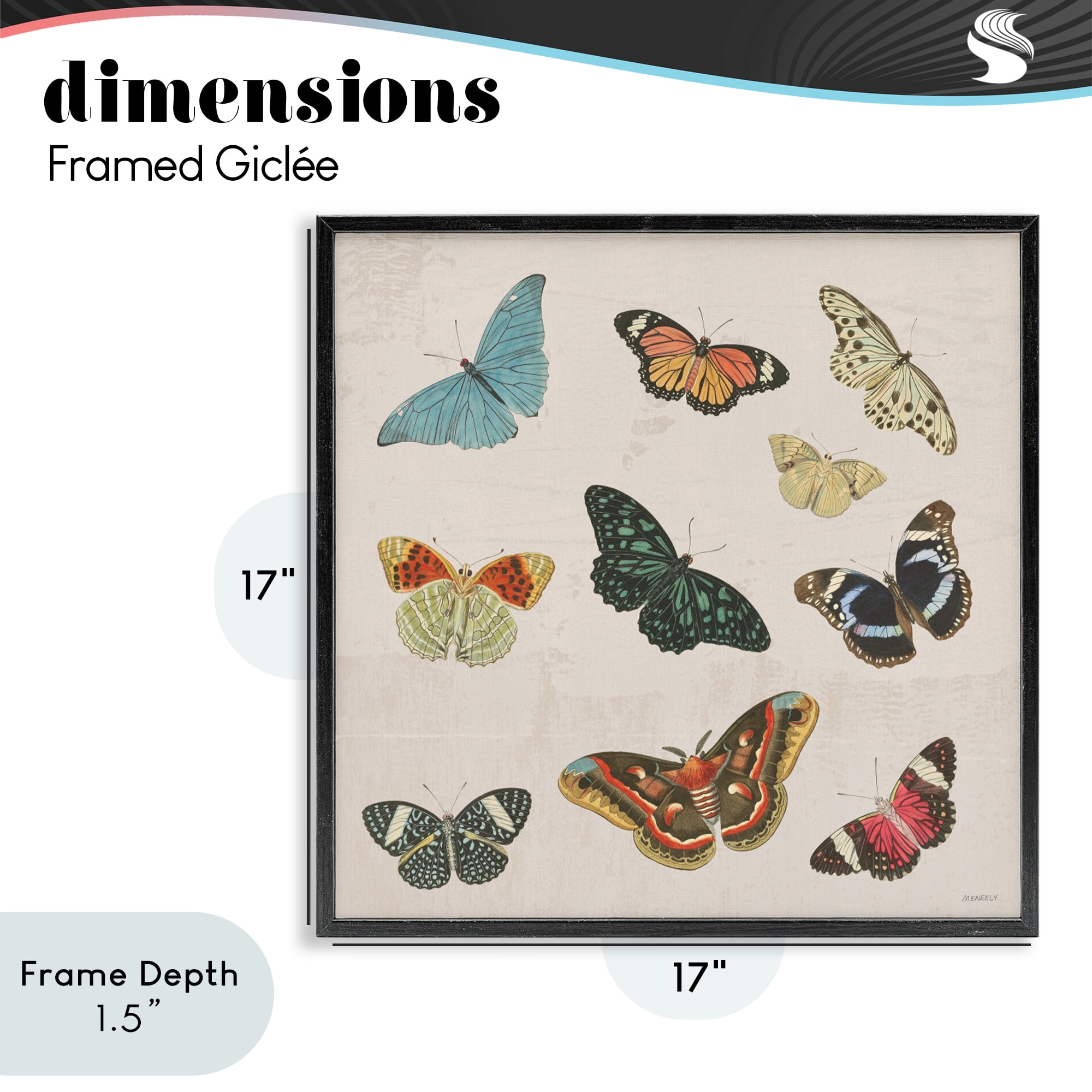 Stupell Industries Vintage Butterfly Flight Black Framed Giclee Art, design by Dan Meneely
