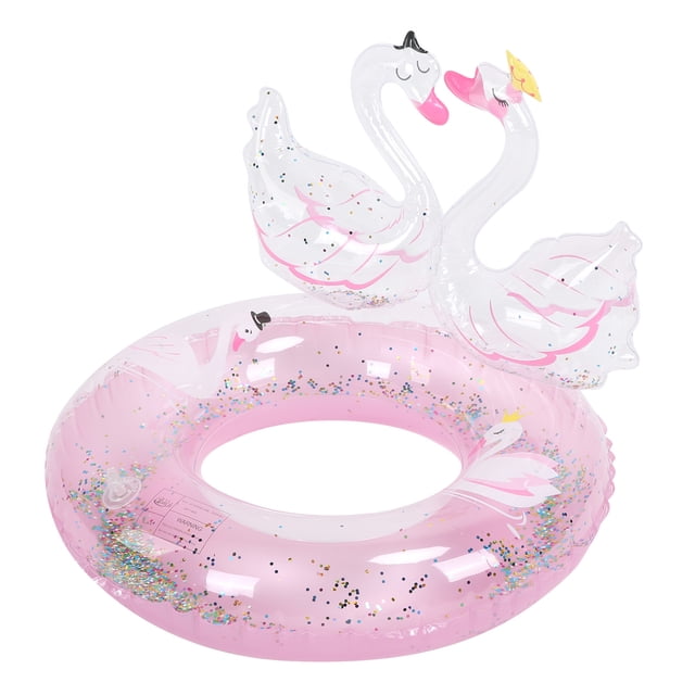 Flotador inflable para piscina con forma de cisne doble para niñas, tamaño 70, color rosa brillante, para niños