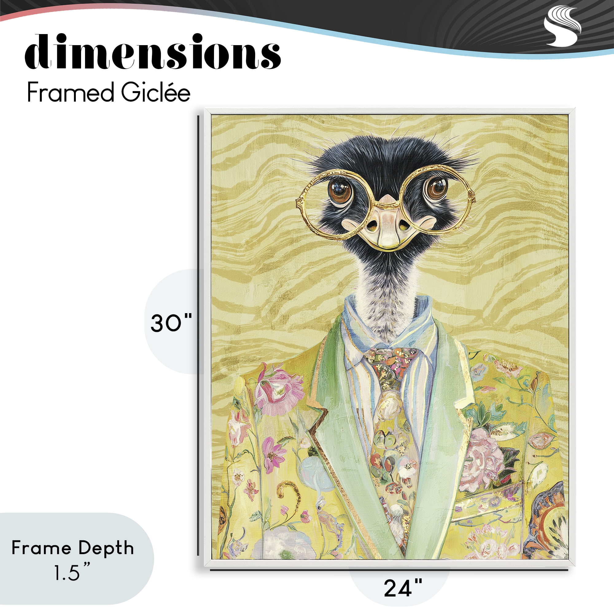 Stupell Industries Dandy Ostrich Portrait White Framed Giclee Art, design by Svetlana Aleynikova