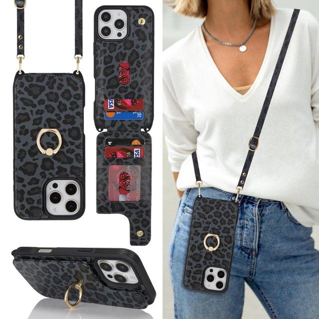 Funda Lipvina para iPhone 16 Pro con tarjetero y correa