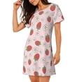 thumbnail image 2 of Fotbe Strawberry Floral Bata de Dormir para Mujer con Estampado, Camisón de Algodón de Manga Corta, Ropa de Dormir Casual, 2 of 6