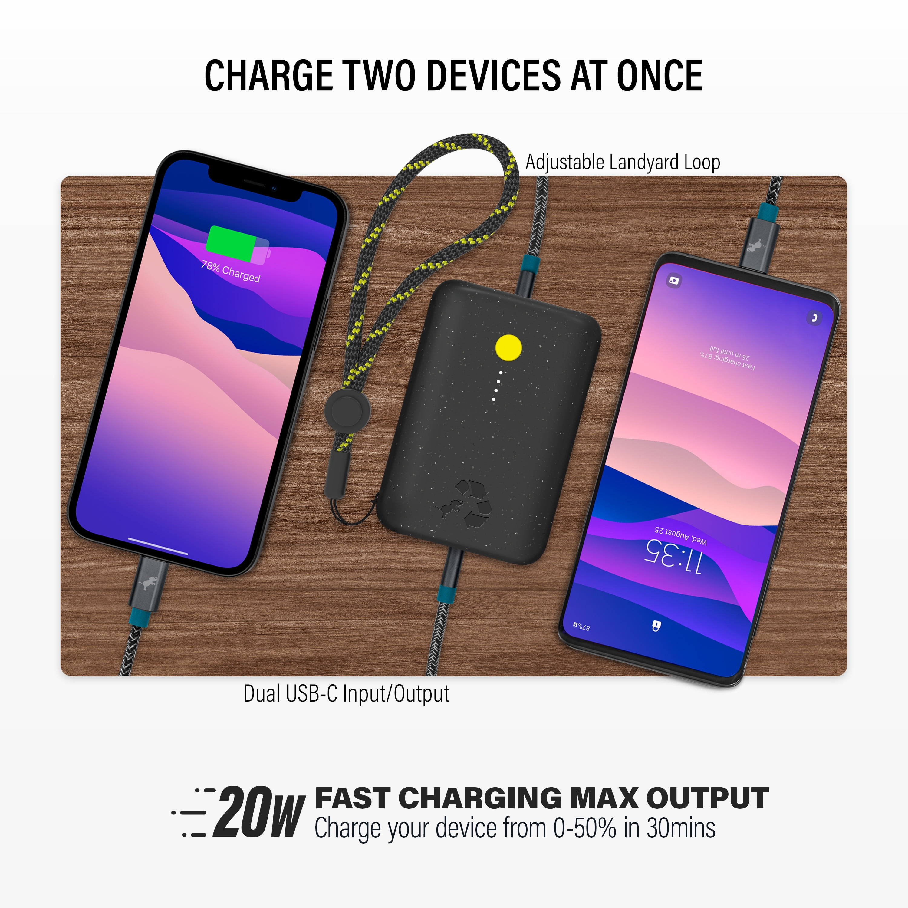 Champ Portable Charger, 10,000mAh Power Bank Fast Charging, 20W Dual USB-C Battery Pack with Cable, Travel Essential Power Bank for iPhone Laptops Galaxy Tablet Pixel iPad Macbook Kindle Airpod