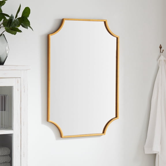 Open Box 34" x 24.25" x 1" Wall Bathroom Vanity Mirror -IRON, MIRROR & ACRYLIC BACK- Texture Gold PC -TGPC