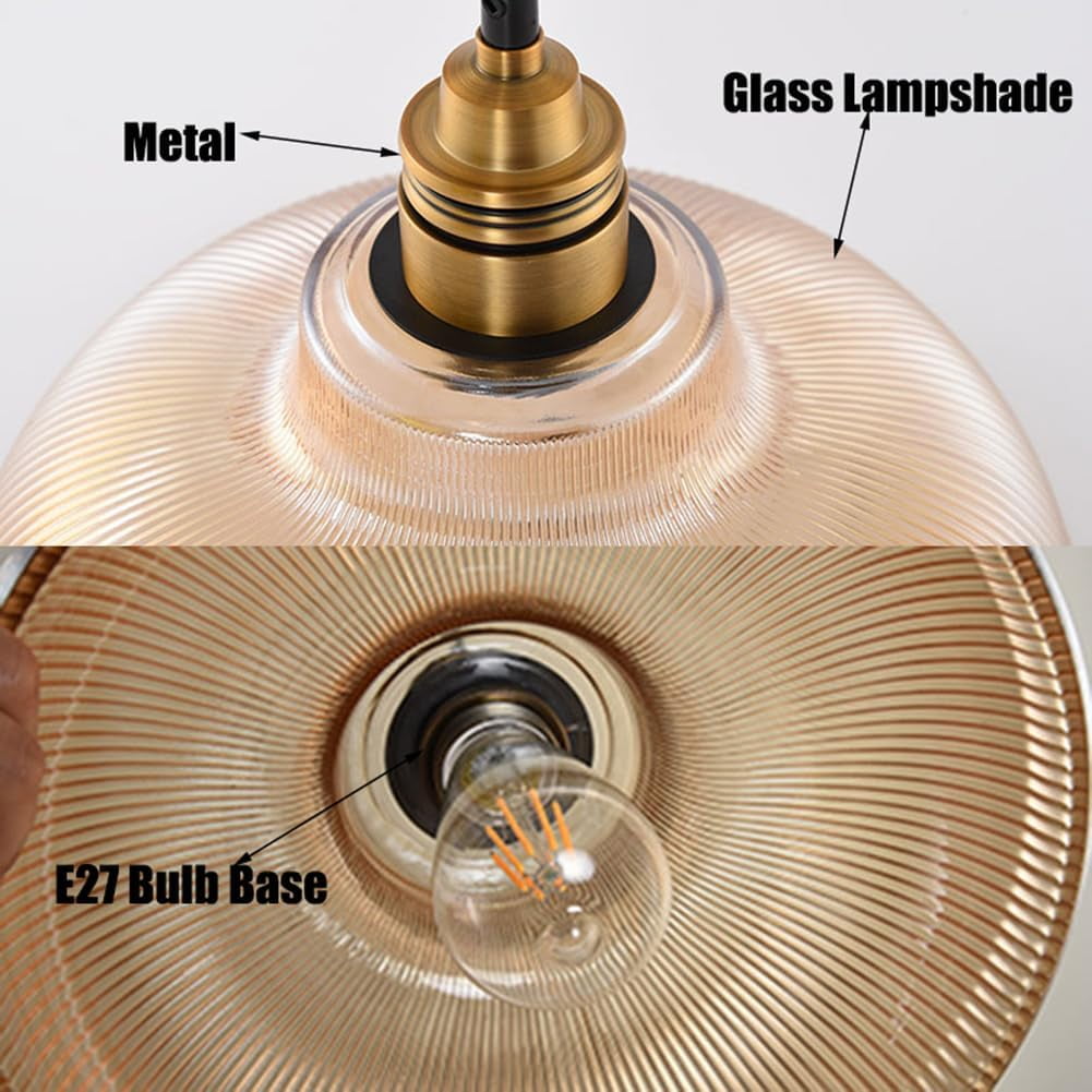 Rustic Amber Glass Pendant Lighting for Dining Room, Modern Farmhouse Pendant Lamp, Retro American Style Pendant Light Fixture, Vintage Simple Pendant Light for Kitchen Island Over Table