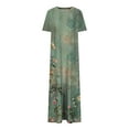 thumbnail image 5 of Amzcrzy Womens Beach Sundress Casual Loose Bohemian Floral Split Dress with Pockets Short Sleeve Long Maxi Summer Beach Swing Dress S-2XL, 5 of 7