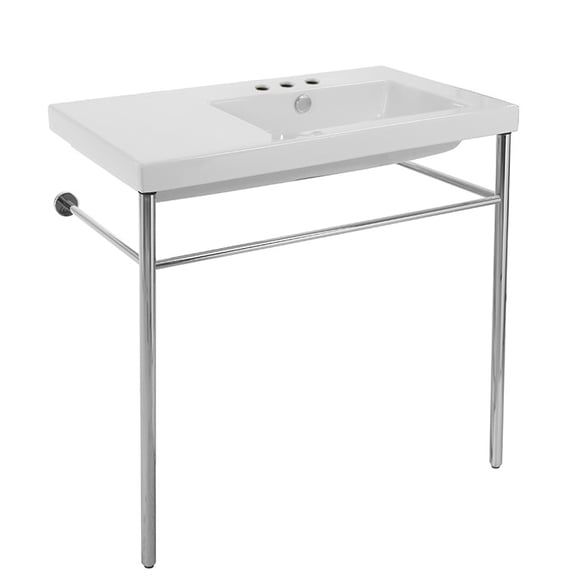 Nameeks Co01011-Con-Three Hole Tecla 31-1/2" Ceramic Bathroom Sink For Console