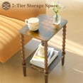 thumbnail image 5 of Side Table, Small End Table with Storage Shelf, 2-Tier Small Coffee Tables Living Room for Bedroom, Narrow Spaces (Rustic Brown), 5 of 15